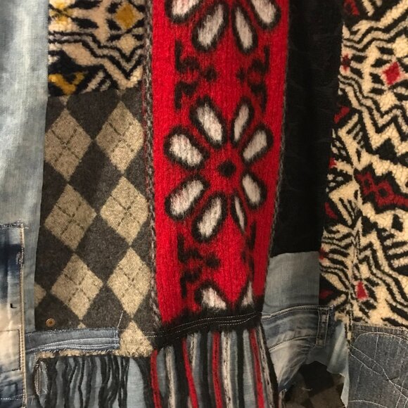 wool tunic/sweater women's size M patchwork midi boho art to wear chunky Retro - Picture 12 of 13